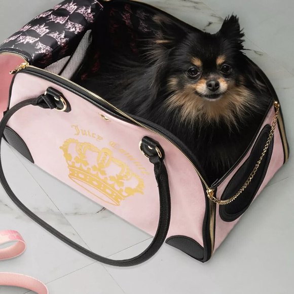 Juicy Couture Small Pets Juicy Couture Pet Carrier Crown Pink Faux